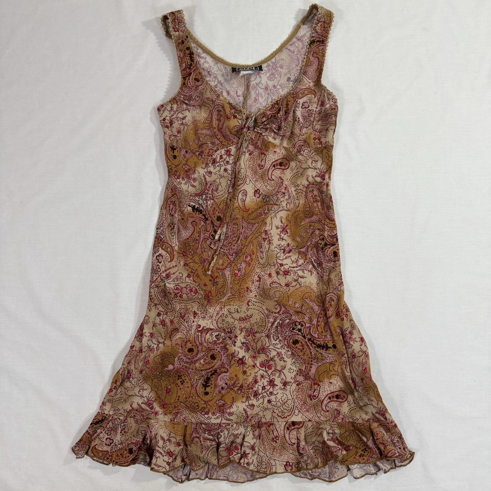 Vintage City Triangles Floral Slip Dress Paisley Short Y2K No Size, Msrmts